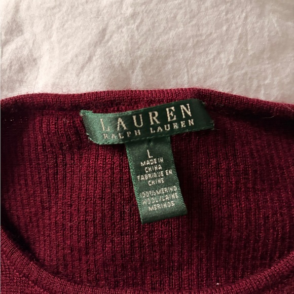 Ralph Lauren Merino Wool Midi Dress in Burgundy - Picture 7 of 7